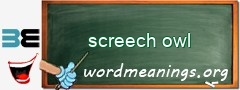 WordMeaning blackboard for screech owl